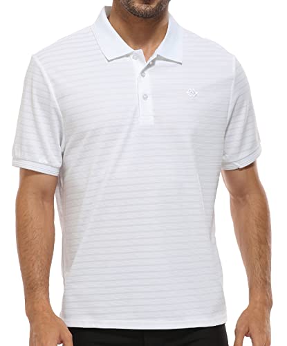 MoFiz Herren Poloshirt Kurzarm Polohemd Sport Sommershirts Outdoor Schnelltrocknend Golf T-Shirts Knopfleiste Leicht Polo Weiß S von MoFiz