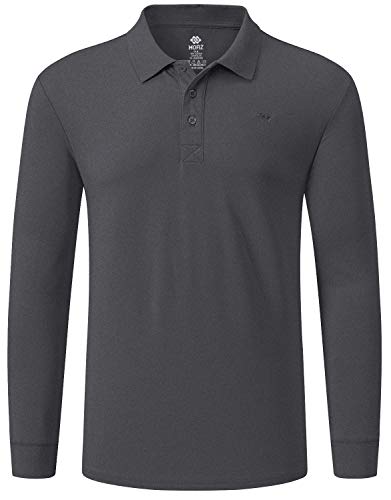 MoFiz Herren Poloshirt Langarm Baumwolle Polohemd Freizeit Polo Golf Wintershirts mit Kragen Dunkelgrau L von MoFiz