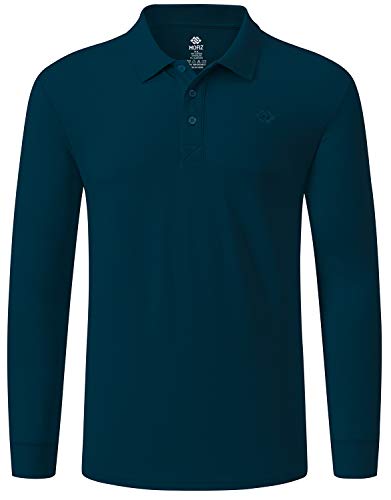 MoFiz Herren Poloshirt Langarm Baumwolle Polohemd Freizeit Polo Golf Wintershirts mit Kragen Dunkelgrün L von MoFiz