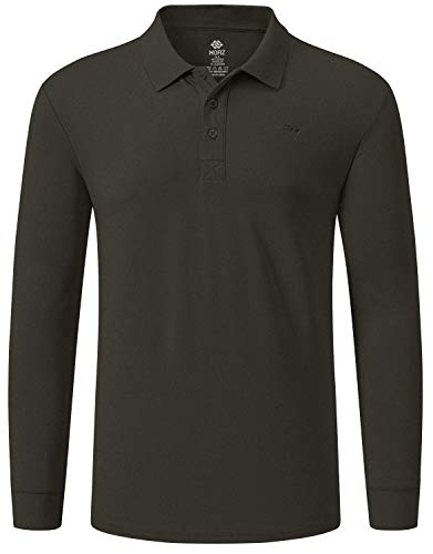 MoFiz Herren Poloshirt Langarm Baumwolle Polohemd Freizeit Polo Golf Wintershirts mit Kragen Dunkelkhaki S von MoFiz