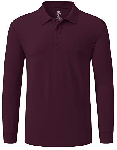 MoFiz Herren Poloshirt Langarm Baumwolle Polohemd Freizeit Polo Golf Wintershirts mit Kragen Dunkelrot L von MoFiz