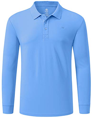 MoFiz Herren Poloshirt Langarm Baumwolle Polohemd Freizeit Polo Golf Wintershirts mit Kragen Himmelblau L von MoFiz