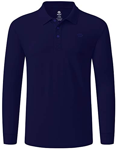 MoFiz Herren Poloshirt Langarm Baumwolle Polohemd Freizeit Polo Golf Wintershirts mit Kragen Marineblau S von MoFiz