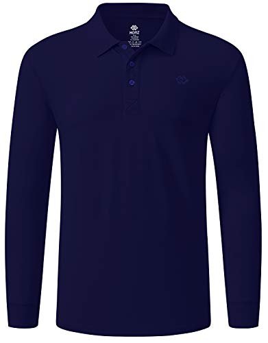 MoFiz Herren Poloshirt Langarm Baumwolle Polohemd Freizeit Polo Golf Wintershirts mit Kragen Marineblau XXL von MoFiz