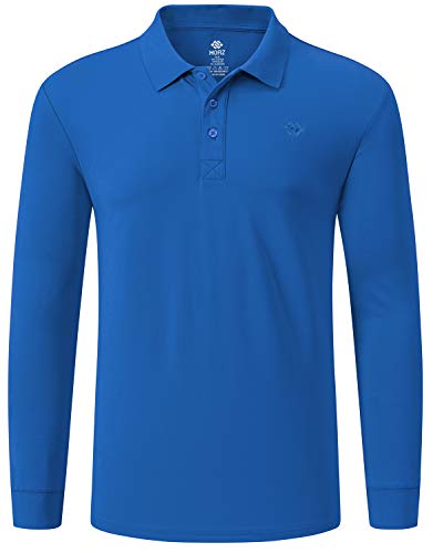 MoFiz Herren Poloshirt Langarm Baumwolle Polohemd Freizeit Polo Golf Wintershirts mit Kragen Meeresblau L von MoFiz