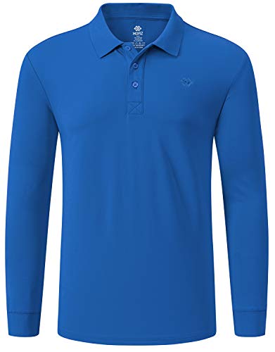 MoFiz Herren Poloshirt Langarm Baumwolle Polohemd Freizeit Polo Golf Wintershirts mit Kragen Meeresblau XL von MoFiz