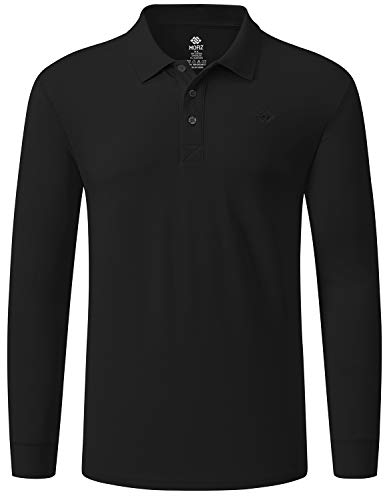 MoFiz Herren Poloshirt Langarm Baumwolle Polohemd Freizeit Polo Golf Wintershirts mit Kragen Schwarz L von MoFiz