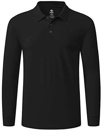 MoFiz Herren Poloshirt Langarm Baumwolle Polohemd Freizeit Polo Golf Wintershirts mit Kragen Schwarz M von MoFiz