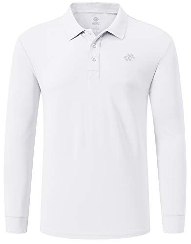 MoFiz Herren Poloshirt Langarm Baumwolle Polohemd Freizeit Polo Golf Wintershirts mit Kragen Weiß M von MoFiz