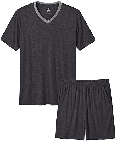 MoFiz Herren-Pyjama-Set, kurzärmelig, Modal, Nachtwäsche, Loungewear, Nachtwäsche, Sets, bequem, leicht, Schlaf-Sets, Grau dunkel, XX-Large von MoFiz