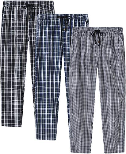 MoFiz Herren Pyjamahose, Nachtwäsche, entspanntes Haus, PJS-Hose mit Kordelzug, Knopf, Hosenschlitz 3er-Pack, B-3pack, Klein von MoFiz