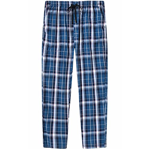 JINSHI Herren Schlafanzughosen Karierte Pyjamahose Baumwolle Nachtwäsche Lang Loungewear 