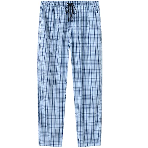 MoFiz Herren Pyjamahose Baumwolle Lange Schlafanzughosen Freizeithose Kariert Loungewear Nachtwäsche mit Seitentaschen 2667L XL von MoFiz