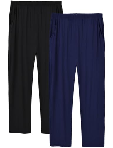 MoFiz Herren Pyjamahose Modal Schlafanzughose Lang Schlafhose Winter mit Bündchen 2 Pack Schwarz/Marineblau US L MoFiz Herren Pyjamahose Modal Schlafanzughose Lang Schlafhose Winter mit Bündchen 2 Pack Schwarz/Marineblau US L von MoFiz