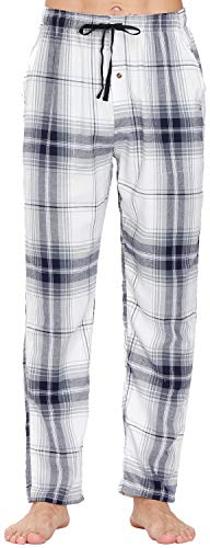 MoFiz Herren Pyjamahose Warm Lang Baumwolle Weich Schlafanzughose Kariert Winter Nachtwäsche Freizeithose No.2754 L von MoFiz