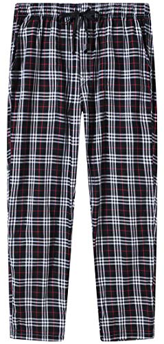 MoFiz Herren Pyjamahose Warm Lang Baumwolle Weich Schlafanzughose Kariert Winter Nachtwäsche Freizeithose No.2755 L von MoFiz