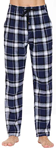 MoFiz Herren Pyjamahose Warm Lang Baumwolle Weich Schlafanzughose Kariert Winter Nachtwäsche Freizeithose No.2759 L von MoFiz