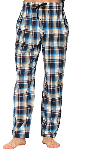 MoFiz Herren Pyjamahose Warm Lang Baumwolle Weich Schlafanzughose Kariert Winter Nachtwäsche Freizeithose No.6221 S von MoFiz