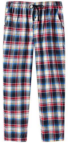 MoFiz Herren Pyjamahose Warm Lang Baumwolle Weich Schlafanzughose Kariert Winter Nachtwäsche Freizeithose No.6222 L von MoFiz