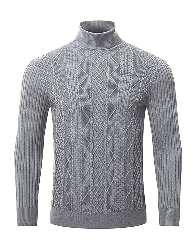 MoFiz Herren Rollkragenpullover Strickpullover Freizeit Pullover mit Rollkragen Slim Fit Männer Winter Warm Pullover Hellgrau M von MoFiz