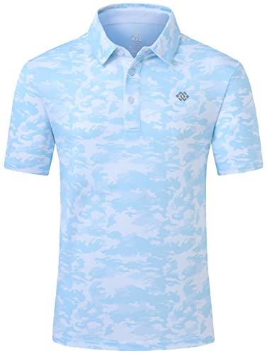 MoFiz Herren Sport Poloshirt Golf Wandern Dry Fit UPF 50+ Kurzarm Piquékragen T-Shirt, blau camouflage, Mittel von MoFiz