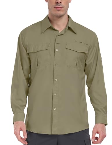 MoFiz Herren Sportshemd Langarm Angeln Wandern Hemd UV-Schutz Outdoor Shirt Atmungsaktiv Schnelltrocknend Funktionshemd Leichtes Freizeithemd Graugrün EU XXL MoFiz Herren Sportshemd Langarm Angeln Wandern Hemd UV-Schutz Outdoor Shirt Atmungsaktiv Schnelltrocknend Funktionshemd Leichtes Freizeithemd Graugrün EU XXL von MoFiz
