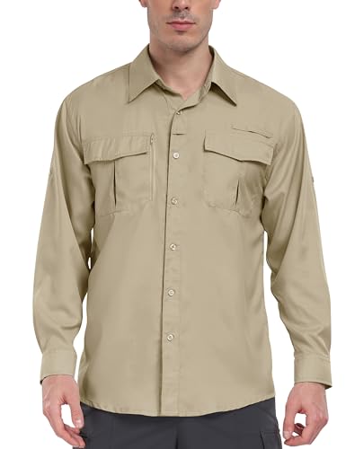 MoFiz Herren Sportshemd Langarm Angeln Wandern Hemd UV-Schutz Outdoor Shirt Atmungsaktiv Schnelltrocknend Funktionshemd Leichtes Freizeithemd Khaki EU 4XL MoFiz Herren Sportshemd Langarm Angeln Wandern Hemd UV-Schutz Outdoor Shirt Atmungsaktiv Schnelltrocknend Funktionshemd Leichtes Freizeithemd Khaki EU 4XL von MoFiz