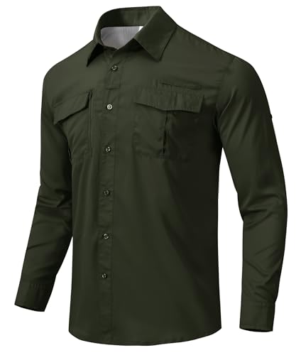 MoFiz Herren Sportshemd Langarm Angeln Wandern Hemd UV-Schutz Outdoor Shirt Atmungsaktiv Schnelltrocknend Funktionshemd Leichtes Freizeithemd Olivgrün EU M MoFiz Herren Sportshemd Langarm Angeln Wandern Hemd UV-Schutz Outdoor Shirt Atmungsaktiv Schnelltrocknend Funktionshemd Leichtes Freizeithemd Olivgrün EU M von MoFiz