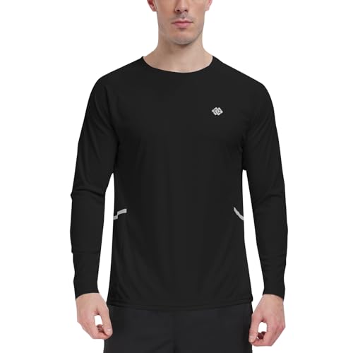 MoFiz Herren UV Langarmshirt UPF 50+ Outdoor Langarm T-Shirt Schnell Trocknendes Rashguard Schwimm Schwarz M von MoFiz