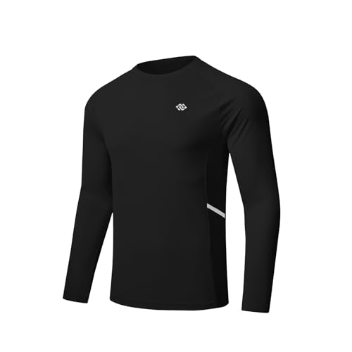 MoFiz Herren UV Langarmshirt UPF 50+ Outdoor Langarm T-Shirt Schnell Trocknendes Rashguard Schwimm Schwarz XL von MoFiz