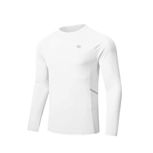 MoFiz Herren UV Langarmshirt UPF 50+ Outdoor Langarm T-Shirt Schnell Trocknendes Rashguard Schwimm Weiß 2XL von MoFiz