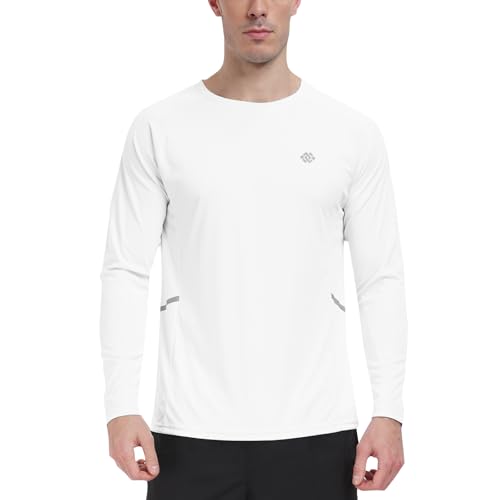 MoFiz Herren UV Langarmshirt UPF 50+ Outdoor Langarm T-Shirt Schnell Trocknendes Rashguard Schwimm Weiß 4XL von MoFiz