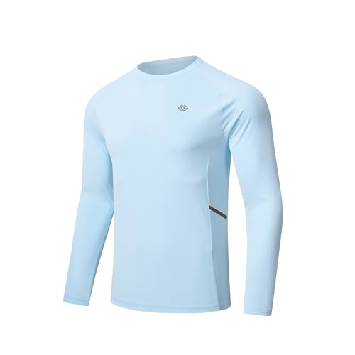 MoFiz Herren UV Langarmshirt UPF 50+ Outdoor Langarm T-Shirt Schnell Trocknendes Rashguard Schwimm Zartes Blau 2XL von MoFiz