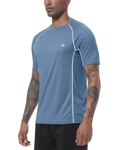 MoFiz UV Shirt Herren Wasser Schwimmshirt Schwimmen Tshirt für Surfen Schnell Trocknendes Rashguard Wandern Funktionsshirt grau blau1 EU L von MoFiz