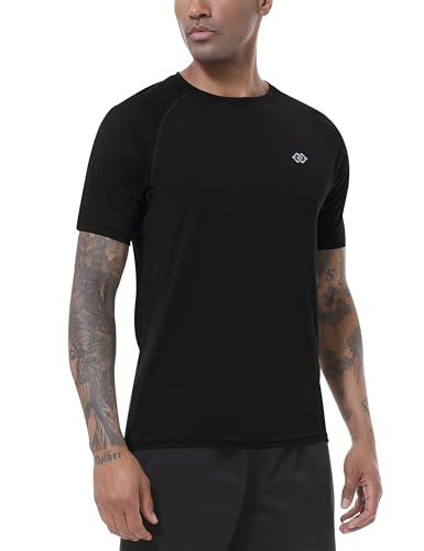 MoFiz UV Shirt Herren Wasser Schwimmshirt Schwimmen Tshirt für Surfen Schnell Trocknendes Rashguard Wandern Funktionsshirt schwarz1 EU L von MoFiz