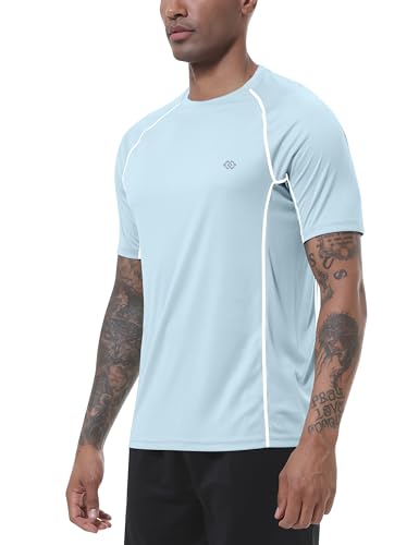 MoFiz UV Shirt Herren Wasser Schwimmshirt Schwimmen Tshirt für Surfen Schnell Trocknendes Rashguard Wandern Funktionsshirt zartes blau1 EU 3XL von MoFiz