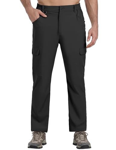 MoFiz Herren Wanderhose Leichte Trekking Outdoorhose Schnelltrocknende Cargohosen Atmungsaktiv Freizeit-Funktionshose mit 6 Taschen Dunkelgrau EU 4XL von MoFiz