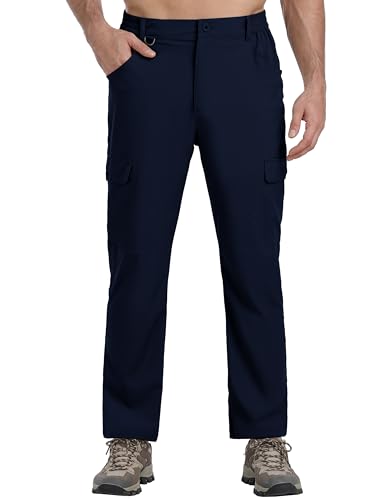 MoFiz Herren Wanderhose Leichte Trekking Outdoorhose Schnelltrocknende Cargohosen Atmungsaktiv Freizeit-Funktionshose mit 6 Taschen Marineblau EU 3XL von MoFiz