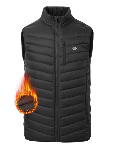 MoFiz Herren Weste Leichte Steppweste Stehkragen Warme Gefütterte Hybrid Weste Übergangswesten Winddichte Outdoorwesten für Freizeit Arbeit Golf Laufen Wandern Dunkelgrau Größe EU 3XL von MoFiz