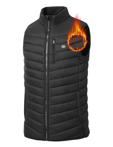 MoFiz Herren Weste Leichte Steppweste Stehkragen Warme Gefütterte Hybrid Weste Übergangswesten Winddichte Outdoorwesten für Freizeit Arbeit Golf Laufen Wandern Dunkelgrau Größe EU 4XL von MoFiz