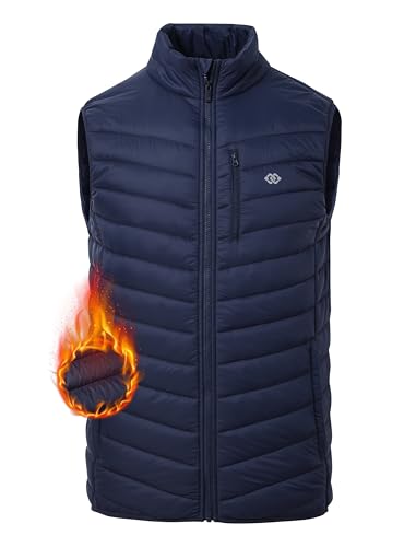 MoFiz Herren Weste Leichte Steppweste Stehkragen Warme Gefütterte Hybrid Weste Übergangswesten Winddichte Outdoorwesten für Freizeit Arbeit Golf Laufen Wandern Marineblau Größe EU 4XL von MoFiz