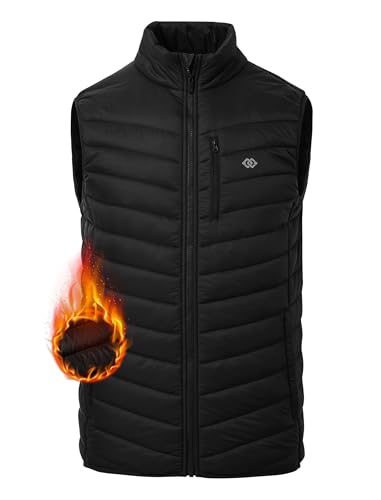 MoFiz Herren Weste Leichte Steppweste Stehkragen Warme Gefütterte Hybrid Weste Übergangswesten Winddichte Outdoorwesten für Freizeit Arbeit Golf Laufen Wandern Schwarz Größe EU L von MoFiz