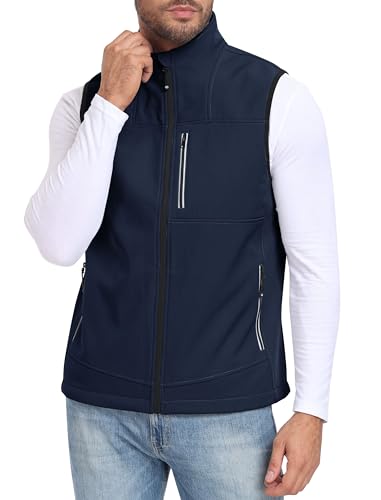 MoFiz Herren weste outdoor thermo weste softshell weste armlose jacke fleece weste Blau-83 3XL von MoFiz