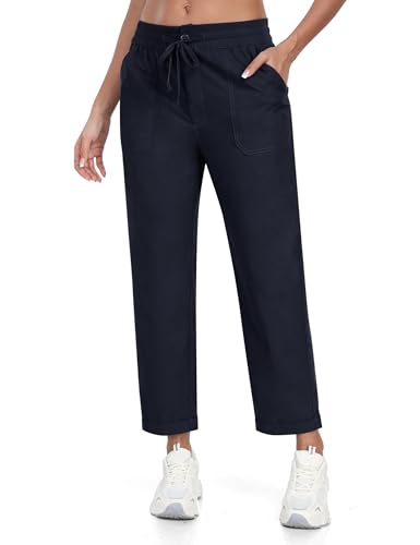 MoFiz Hosen Damen Baumwolle Leinenhose Leichte Sommerhosen Lang Bequeme Freizeithose Blau S von MoFiz