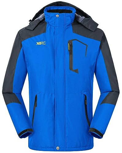 MoFiz Jacket Herren Winter Softshell Sportjacke Windschutz Gefütterte Regenjacke mit Innenfutter Kapuze Blau L von MoFiz