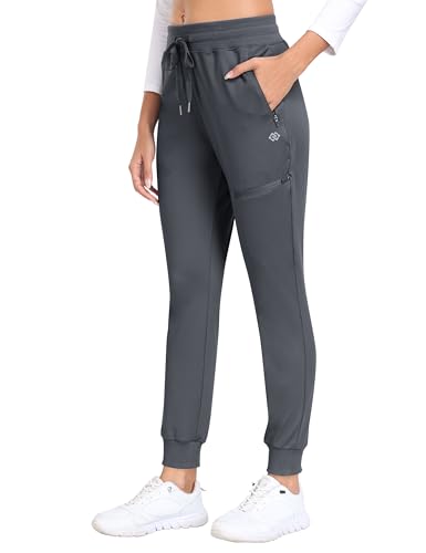 MoFiz Jogginghose Damen Thermohose Mikrofleece Sporthose Atmungsaktiv Waterproof Sweatpants mit Reißverschlusstasche Dunkelgrau XS von MoFiz