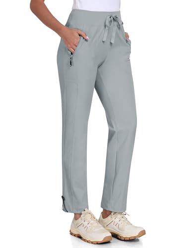 MoFiz Jogginghose Damen Wanderhose Outdoorhose Leichte Trekkinghose Wasserdicht Casual Cargohose Hellgrau-A 3XL von MoFiz