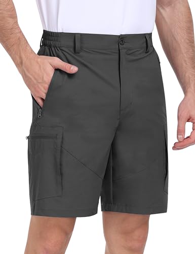 MoFiz Kurze Hosen Herren Cargo Outdoor Shorts Wandershorts Leichte Schnelltrocknend Golf Shorts Kurze Wanderhose Klettern Trekkinghose Sporthose Kurz mit 5 Taschen Dunkelgrau EU Größe XL von MoFiz