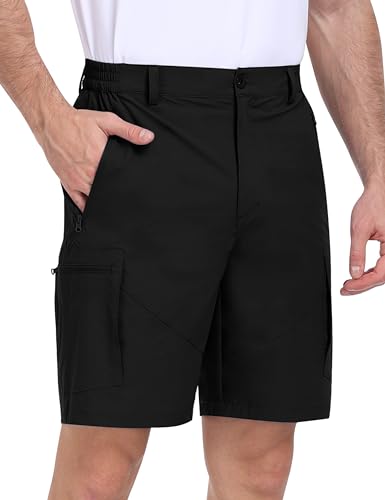 MoFiz Kurze Hosen Herren Cargo Outdoor Shorts Wandershorts Leichte Schnelltrocknend Golf Shorts Kurze Wanderhose Klettern Trekkinghose Sporthose Kurz mit 5 Taschen Schwarz EU Größe 3XL von MoFiz