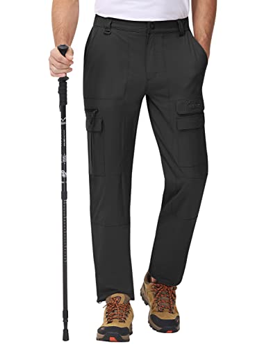 MoFiz Outdoorhose Herren Leichte Trekking Wanderhose Schnelltrocknende Wasserabweisende Cargo Hosen Atmungsaktiv Funktionshose mit 7 Taschen Grau EU XXL (US XL) von MoFiz